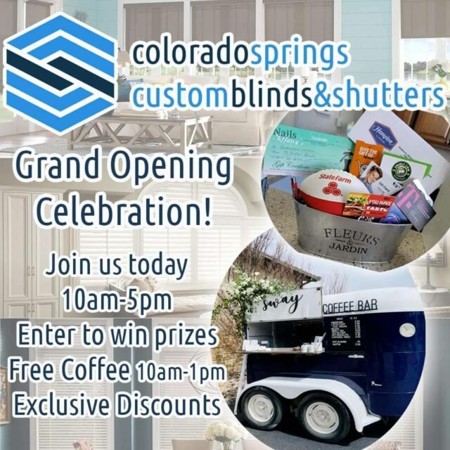 Celebrate our grand opening with us today! Colorado Owned for Your Colorado Home!

11605 Meridian Market Vw. #130

#Colorado #ColoradoSprings #CSCustomBlinds #Blinds #Shutters #Shades #Home #HomeDecor #HomeImprovement #LocallyOwned #WindowCoverings #SmallBusiness #InteriorDesign #Realtor #Staging #NewHouse